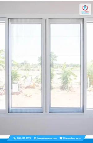 มุ้งจีบหน้าต่างบานเลื่อนกลาง ประตูมุ้งจีบ UPVC