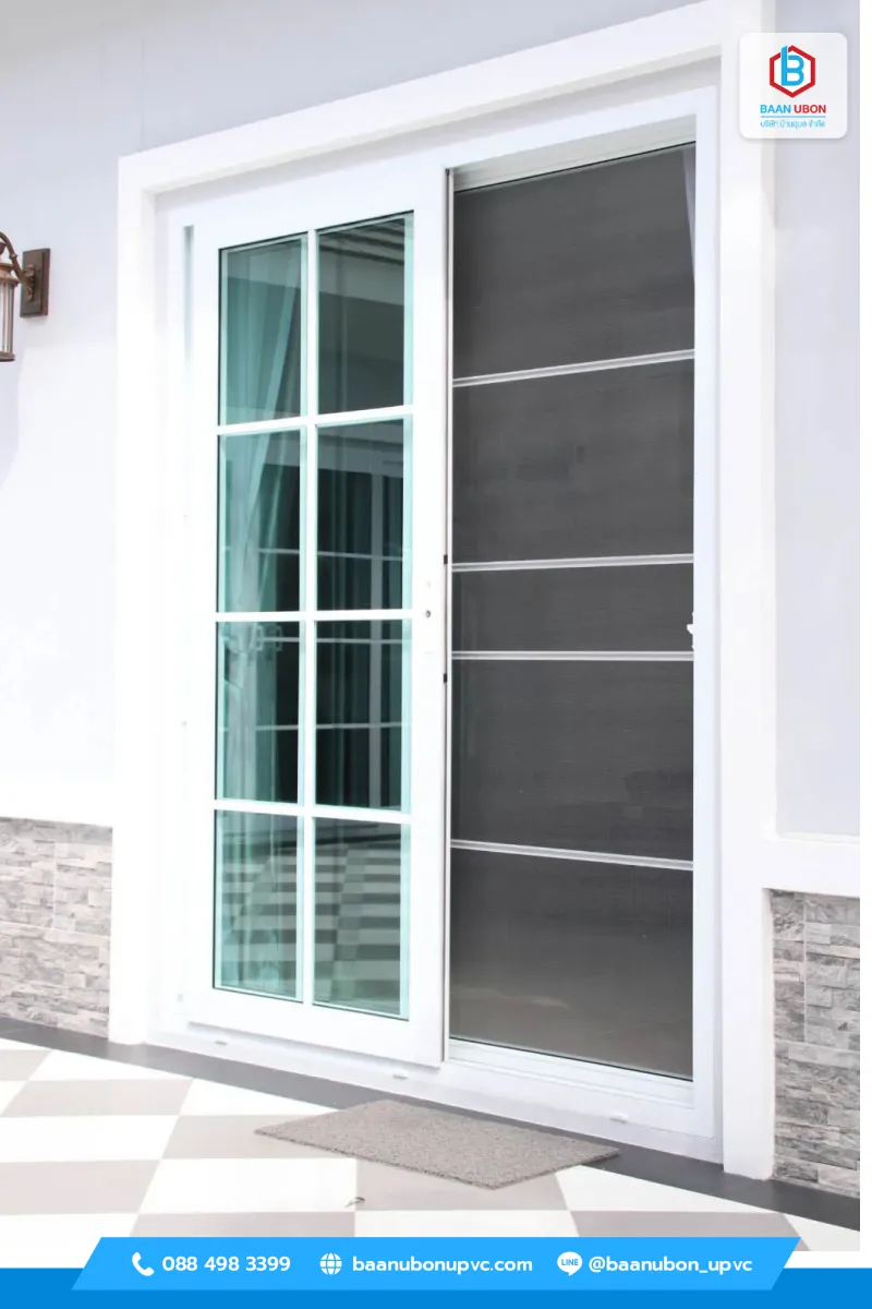 มุ้งลวดประตู ประตูมุ้งจีบ UPVC