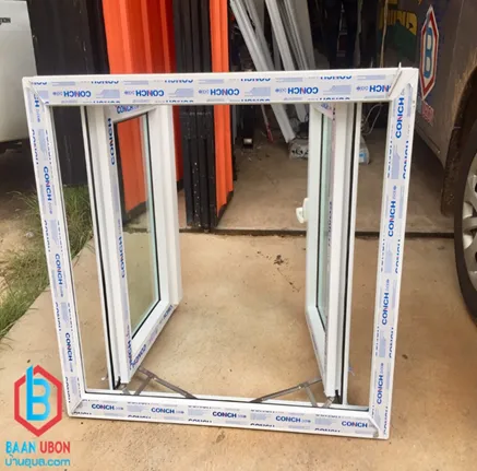 หน้าต่างบานเปิดคู่ หน้าต่าง UPVC ขนาด 1.20 x 1.20 เมตร