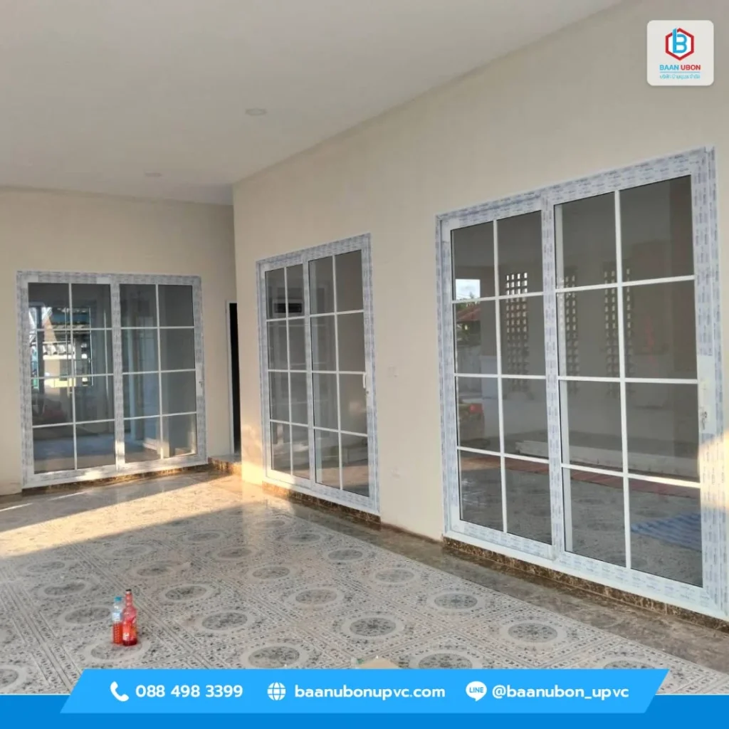 ติดตั้งหน้าต่าง uPVC บานเลื่อนสไตล์ยุโรป หน้างาน หนองบัวลำภู