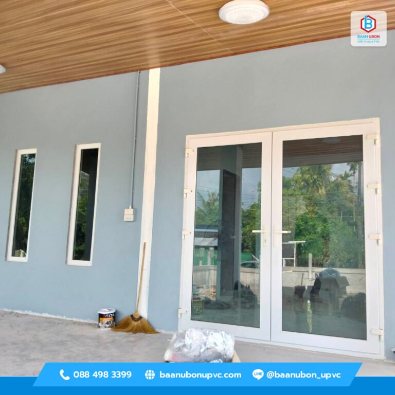 ผลงานการติดตั้งประตูหน้าต่าง uPVC หน้างาน อ.สังขะ จ.สุรินทร์
