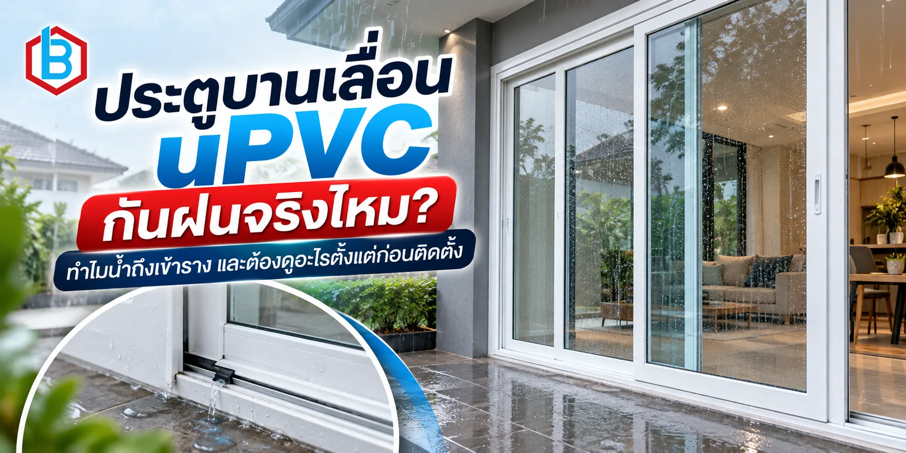 ประตูบานเลื่อน กันฝนจริงไหม? สาเหตุและวิธีแก้ปัญหาน้ำเข้าราง