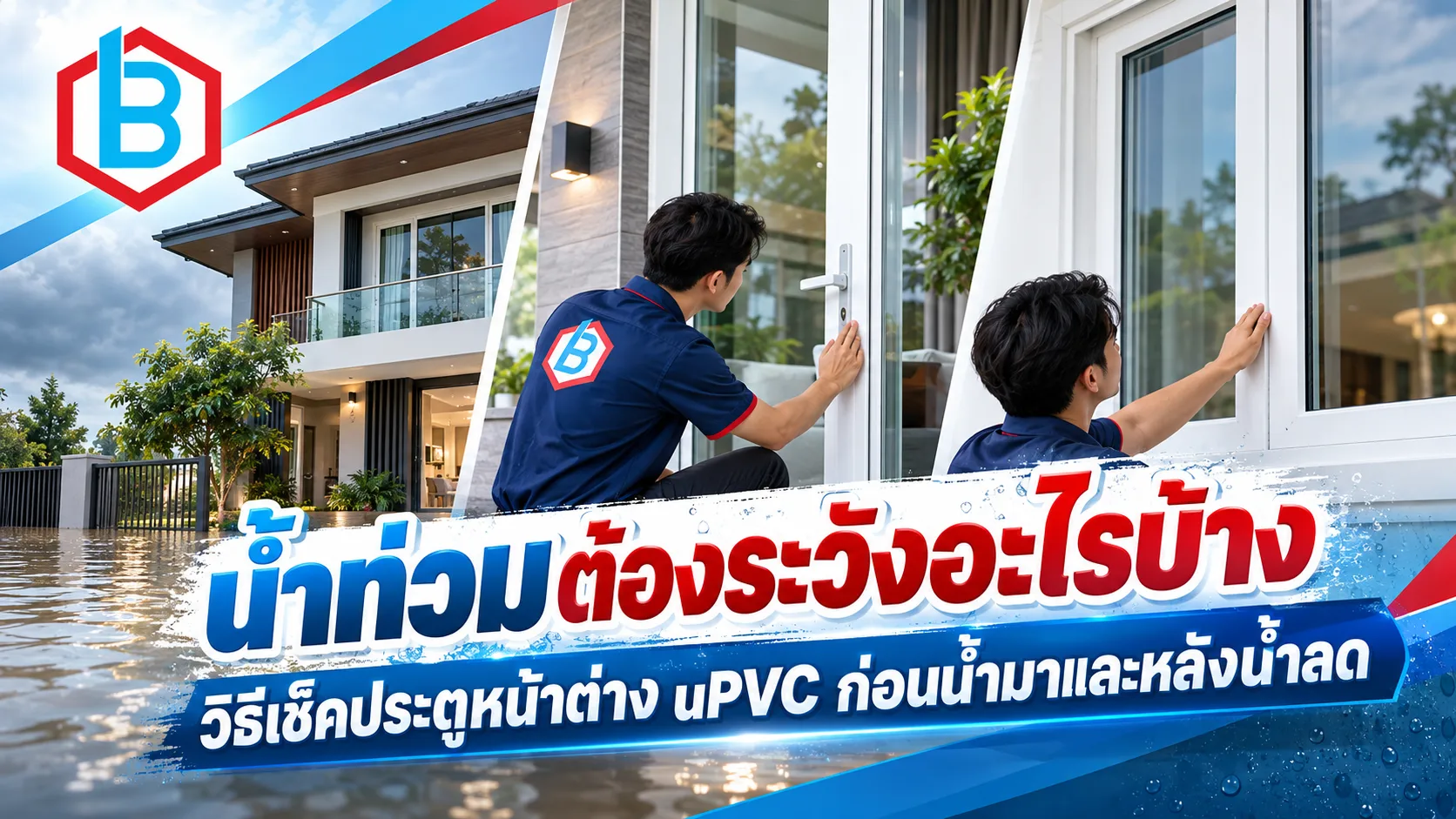 น้ำท่วมต้องระวังอะไรบ้าง วิธีเช็คประตูหน้าต่าง uPVC ก่อนน้ำมาและหลังน้ำลด