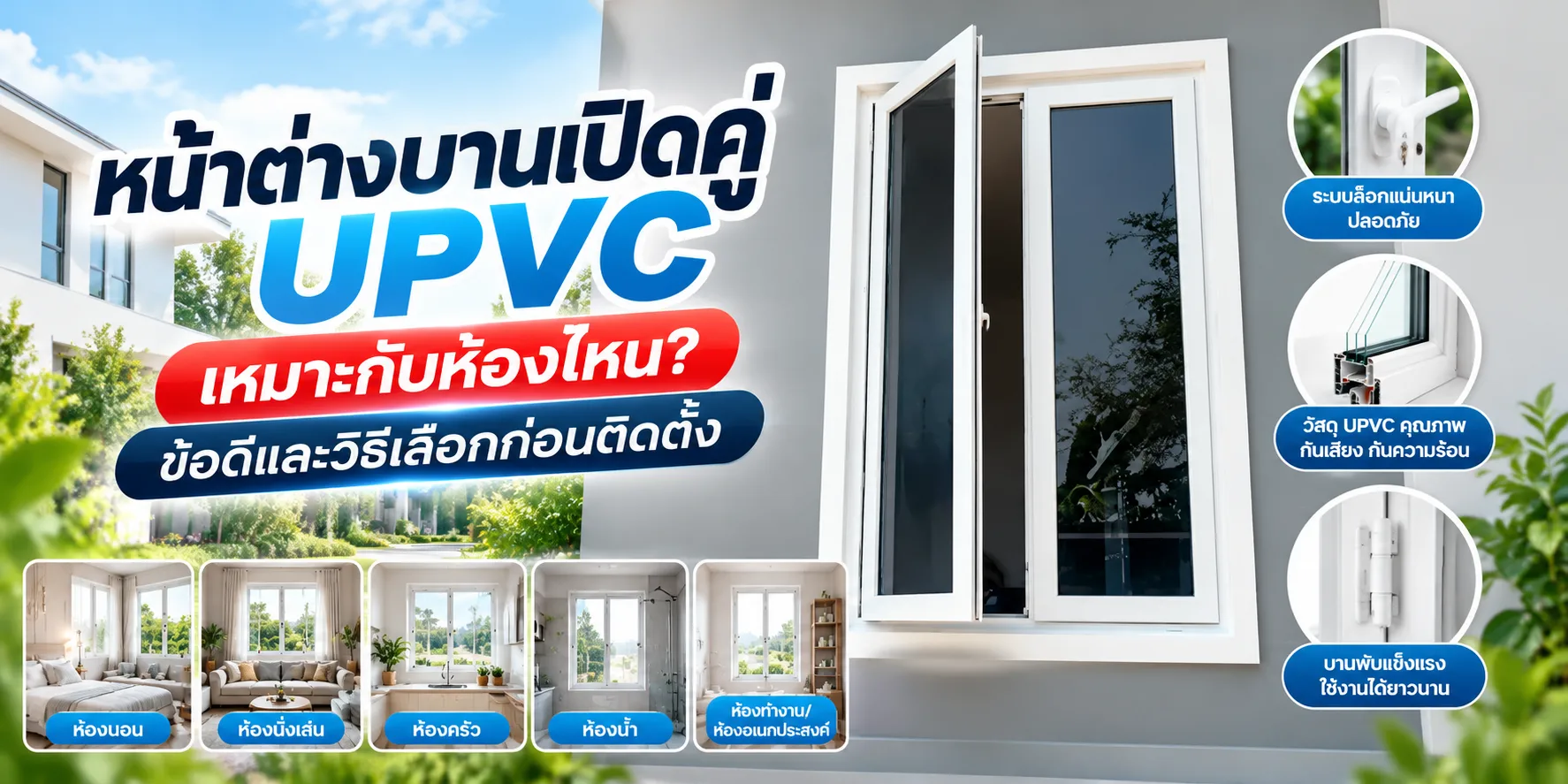 หน้าต่างบานเปิดคู่ UPVC เหมาะกับห้องไหน? ข้อดีและวิธีเลือกก่อนติดตั้ง